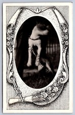 K60/ Interesting RPPC Postcard c1910 Pet Dog Jumping Fancy Border 1 picture