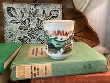Vintage Japan Souvenir Tea Cup Map Okinawa Made in Japan Misawa Geisha Pagoda picture