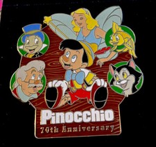 LE 200 JUMBO Disney Shopping Pinocchio Figaro 70th Anniversary RARE Pin picture