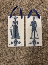Rare Vintage Pair Royal Copenhagen Restroom Signs Porcelain 9875 picture
