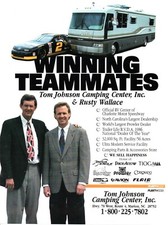 1994 RUSTY WALLACE & Tom Johnson Camping Center Nascar Racing PRINT AD WALL ART picture