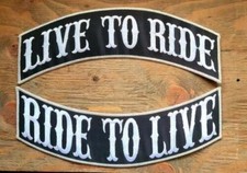  LIVE TO RIDE 2pc ROCKER BACK PATCH SET vest jacket leather motorcycle picture