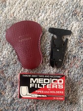 Vintage British Buttner Pipe Bowl Cleaning Tool Case & Medico Filters picture