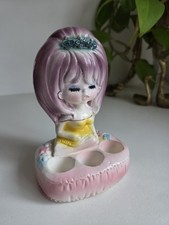 Vintage Ado Mizumori MCM Mod Ceramic Girl Lipstick Vanity picture