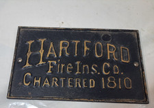 antique building fire Ins. sign cast iron-Hartford fire ins Co chartered 1810 picture
