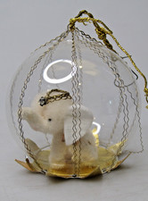 Vintage Clear Glass Diorama BABY ELEPHANT Christmas Ornament W Germany picture