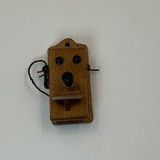 Vintage Miniature Wooden Wall Telephone Japan Mid Century Retro Dollhouse picture