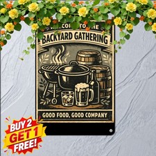 Custom Backyard Bar Covered Patio Welcome Plaque Retro Metal Tin Sign 8x12 picture