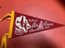 VINTAGE  Felt National Air Races  Cleveland Ohio Pennant 1949 Rare P-51 Crash picture