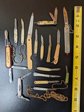 Vintage Miniature Pocket Knife Lot MOP Watch Fob Advertising Antique Knives Rare picture