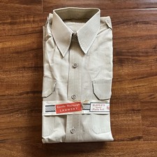 VTG Sanforized WWII 2nd Air Force US Army Air Corps Khaki Cotton Shirt Mens 16 picture