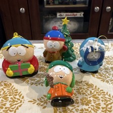 Vtg South Park Christmas Hanging Ornaments Set of 4 2005 kenny eric kyle frozen picture
