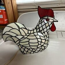 Rooster Chicken Stained Glass Lamp Tiffany Style Country Farmhouse 10” Vintage picture
