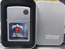 2007 Zippo 21018 Jim Beam Rosette Bourbon Satin Chrome NOS Unfired Tin Box picture
