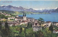 Postcard Switzerland: Luzern und die Alpen, Lucerne DB Posted 1924 picture