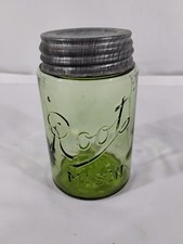 Vintage Very Rare Olive Green ROOT Mason Pint Bubbles & Waves picture
