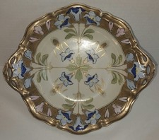 Antique Noritake Hand Painted Plate Tray M Wreath Made in Japan Art Nouveau Gold picture