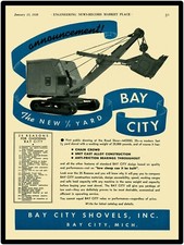 1938 Bay City Shovels New Metal Sign: Model 25 Pictured, Road Show Introduction picture
