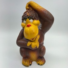 Vintage 1975 Pressman Plastic Gorilla Animal Shape Ape Coin Bank Brown 12.5