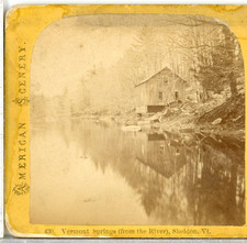 VERMONT Springs, (From The River), Sheldon, c1870s--Stereoview Y9 picture