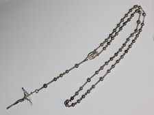 Vintage Creed Sterling Silver Catholic Rosary 38.5g Round 6mm Beads Crucifix 925 picture