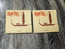 Vintage Kon Tiki Matchbooks Lot of 2 Sheraton Waikiki Hawaii Outrigger Canoe picture