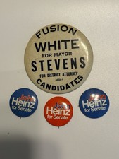 Vintage Political Button Lot John Heinz Senate PA Fusion White Stevens Hoffman picture
