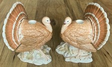 Set of 2 Lenox China The Harvest Turkey Candlesticks Candle Holders, 7 1/2” H picture