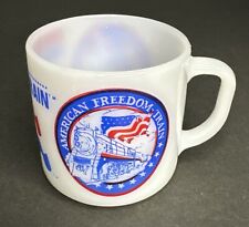 American Freedom Train Coffee Mug Cup 1976 Bicentennial Federal Milk Glass USA picture