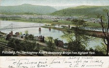 Vintage Pittsburg PA Sharpsburg Bridge Allegheny River Postcard 1900 Posted picture