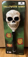 Vtg Gemmy Halloween Wand Flashlight Skeleton Skull Light Up Rare NOS picture