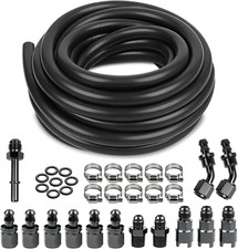Fuel Line Kit Push Lock 3/8 Inch 25FT SAE 30R7 NBR Rubber Hose with 10 Hose Clam picture