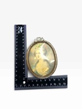Vintage Oval Miniature Lady Portrait Ornate Gold Tone Frame Rococo Wall Decor picture