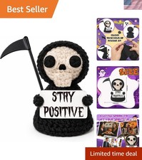 Funny Gothic Grim Reaper Crochet Plush - Spooky Cute Office Decor & Dark Humo... picture