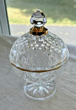 GOLD TRIM  Cristal D'Arques France Pedestal Candy Dish w/ Lid Lead Crystal picture