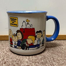 Gibson Homewares Peanuts 75 Years Snoopy Friends 16 oz Ceramic Mug Blue/White picture