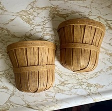 Vintage Homco Pair Faux Wicker Basket Wall Pocket Dried Floral Cottagecore 2pcs picture