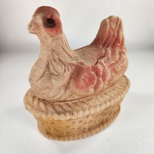 Vintage Easter 1924 Paper Mache Chicken on Nest Candy Container FN Burt Company picture