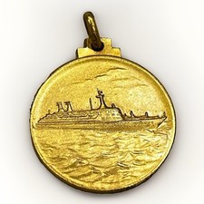 Vintage 800 Silver Linea C SS Eugenio C Cruise Boat Medal Pendant Charm picture