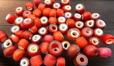Vintage White Heart Trade Glass Beads Qty:10 picture
