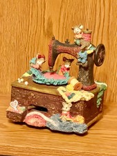 Enesco Musical Collection Sewing Machine Mice Music Box Vintage Works picture