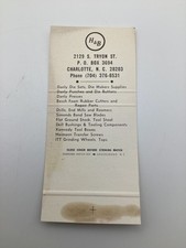 Vintage H&B Charlotte NC Industrial Tool Supply Matchbook Cover picture