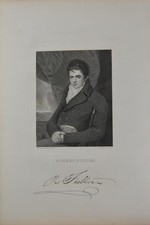 Early American Inventor Robert Fulton Antique Original 1834 Engraving Art picture