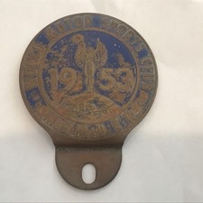 Vintage 1953 World Motor Sports Club Member, Metal License Plate Topper picture