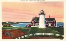 Vintage Postcard 1920's Nobska Light Woods Hole Tower Lighthouse Cape Cod Mass. picture