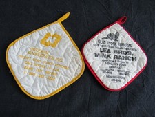2 VTG  POTHOLDERS:  Lea MINK RANCH Dead Stock Removal Ellsworth Menomonie picture
