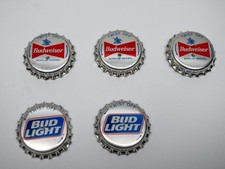 Vintage Budweiser Bud Light Flashing Light Up Bottle Cap Pins Lot of 5 Working picture