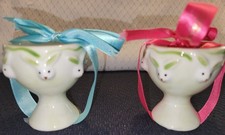 Vintage New HARRODS KNIGHTSBRIDGE Easter Bunny PORCELAIN Egg Cup Set of 2 picture