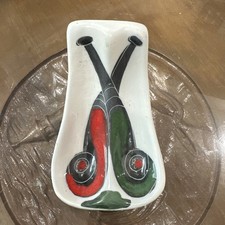 Vintage 1950s Italian Ceramic Double Pipe Rest Stand Mid Century Modern 5” picture