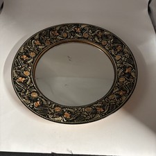 Vintage Hand Engraved Copper Mirror Gorgeous Details 11” Turkish picture